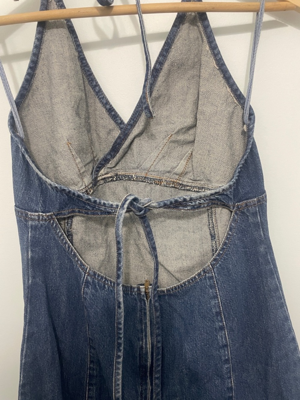 Y2K Denim Halter Backless Dress - Blue - Picture 4 of 7